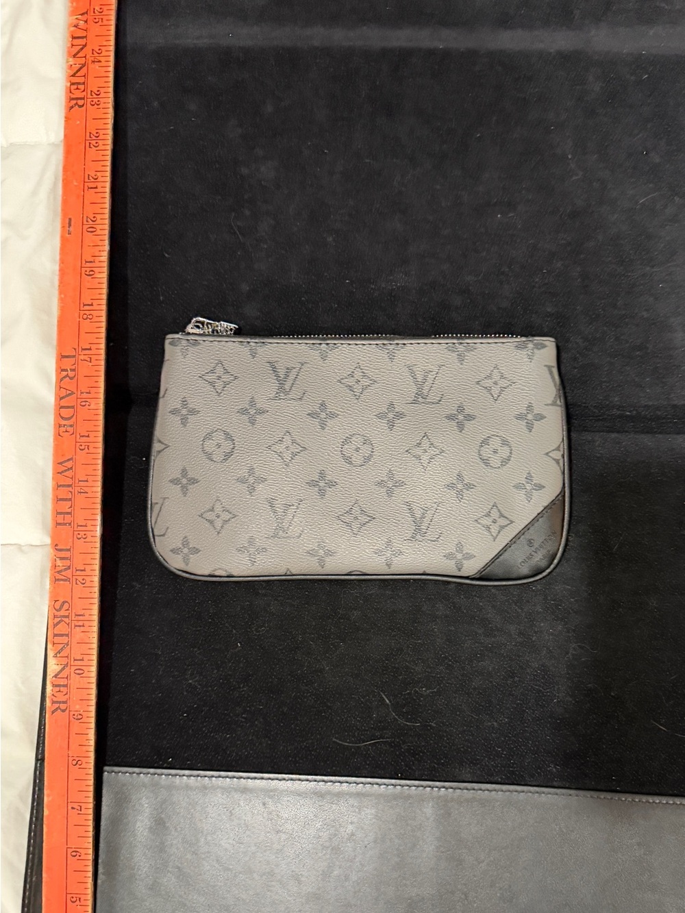 Louis Vuitton Black/grey Monogram Pouch/Silver Hardware w/matching small pouch